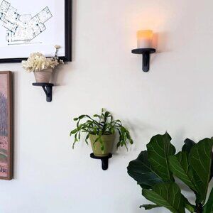 3D Printed Black Wall-Mounted Floating Plant Shelf | Succulent Holder